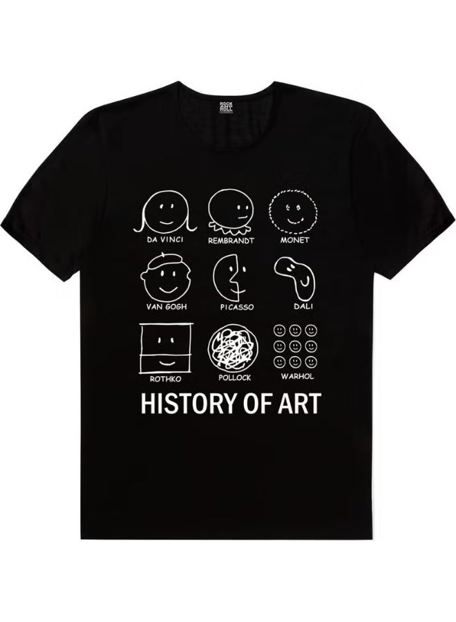 Rock&Roll Art History Black Short Sleeve T-Shirt - Image 1